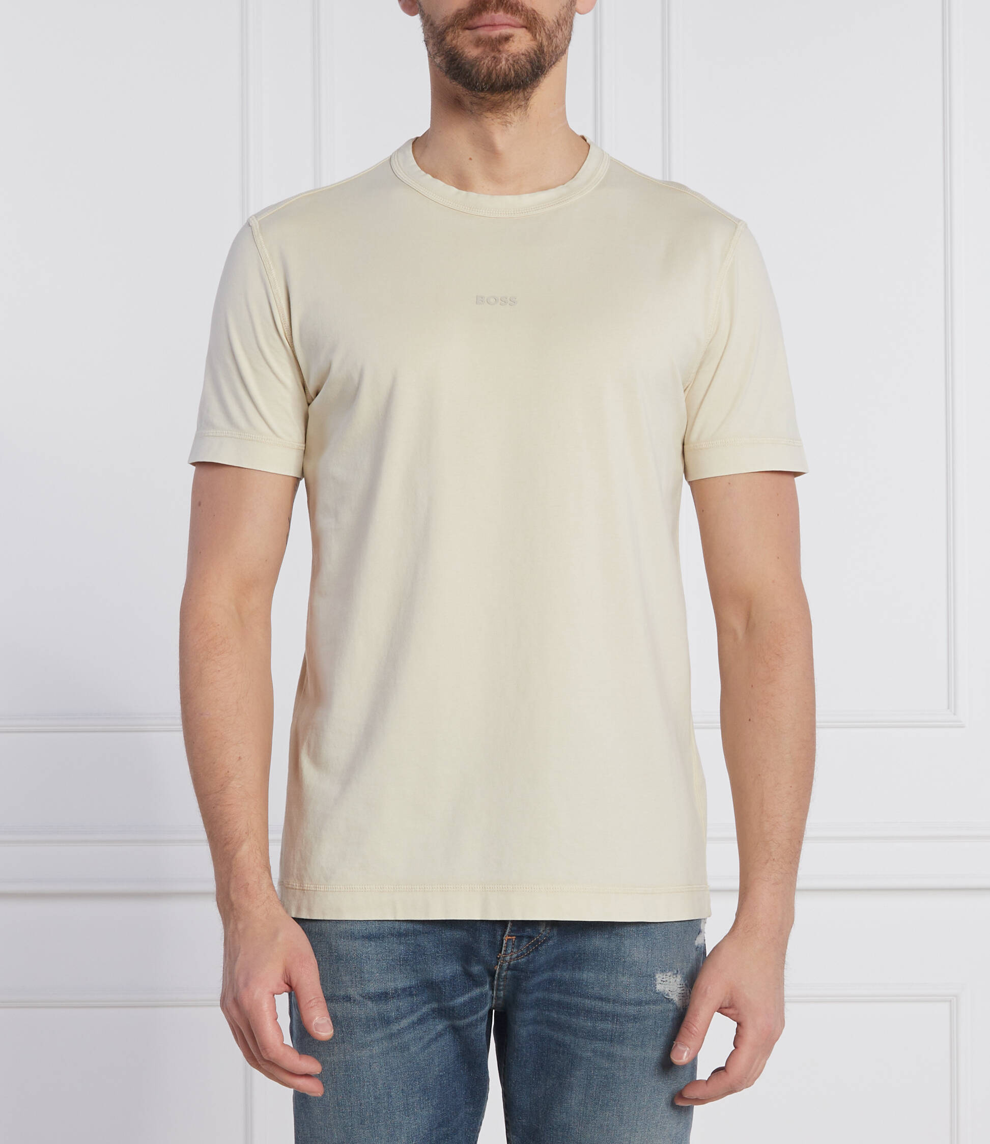 T-shirt Tokks ORANGE Regular Fit | μπεζ BOSS 
