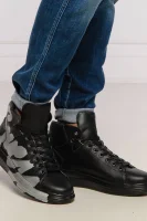 Δερμάτινος sneakers SALERNO Guess μαύρο