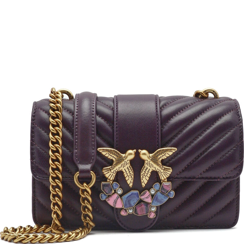 Pinko Δερμάτινα τσάντα ώμου LOVE MINI ICON CHEVRON