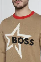 μάλλινος πουλόβερ boss x perfect moment | regular fit BOSS BLACK χρώμα καμήλας 