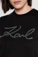 T-shirt rhinestone | Regular Fit Karl Lagerfeld μαύρο