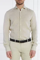 Λινό πουκάμισο H-HANK | Slim Fit BOSS BLACK χρώμα άμμου