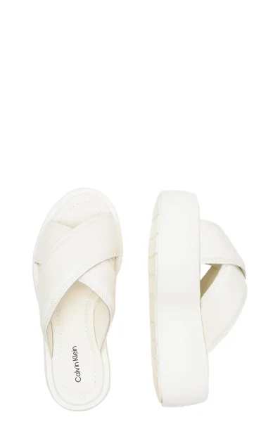 Δερμάτινος παντόφλες BUBBLE SLIDE Calvin Klein άσπρο