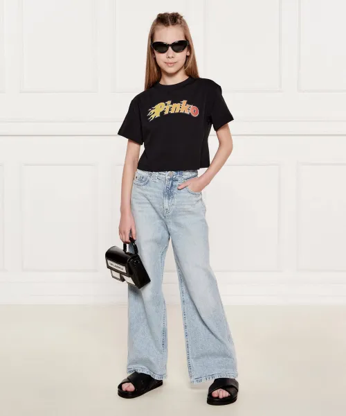T-shirt | Cropped Fit Pinko UP μαύρο