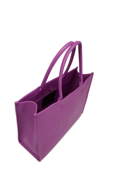 Δερμάτινα τσάντα shopper Furla μωβ