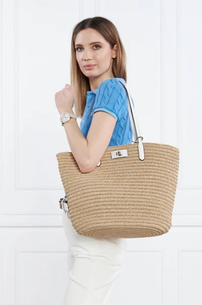 Τσάντα shopper + τσαντάκι | με την προσθήκη δέρματος LAUREN RALPH LAUREN καφέ