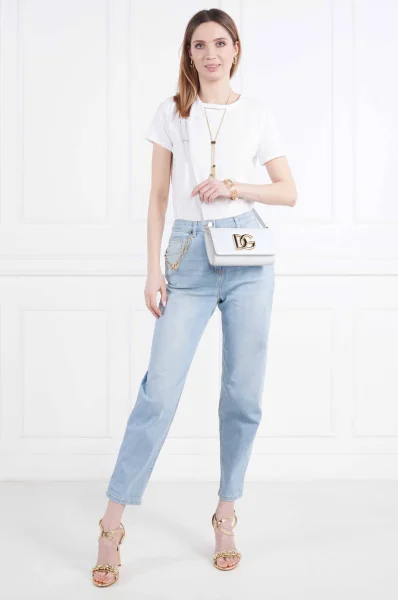 Δερμάτινα ταχυδρομική τσάντα Dolce & Gabbana άσπρο