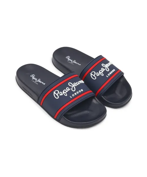 Παντόφλες SLIDER LOGO Pepe Jeans London ναυτικό μπλε