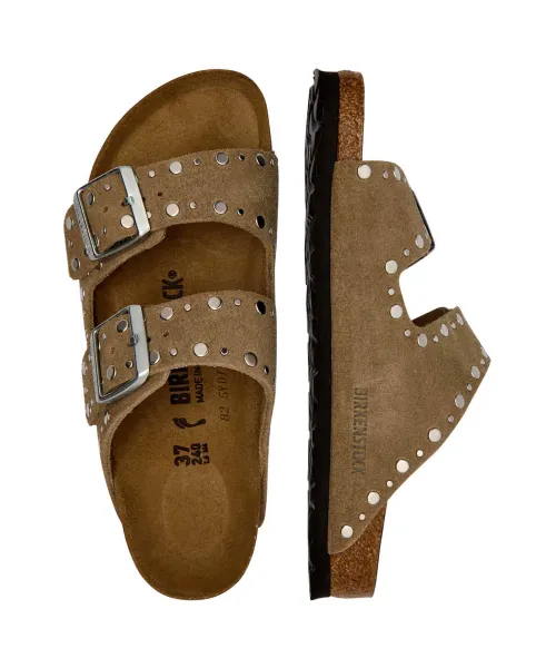 Δερμάτινα παντόφλες Arizona Rivet Birkenstock γκρί