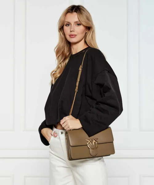 Δερμάτινη τσάντα ώμου LOVE ONE CLASSIC Pinko χακί