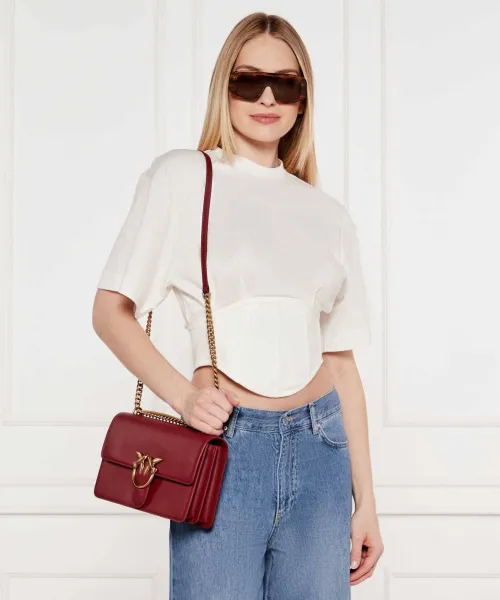 Δερμάτινη τσάντα ώμου LOVE ONE CLASSIC Pinko μπορντό
