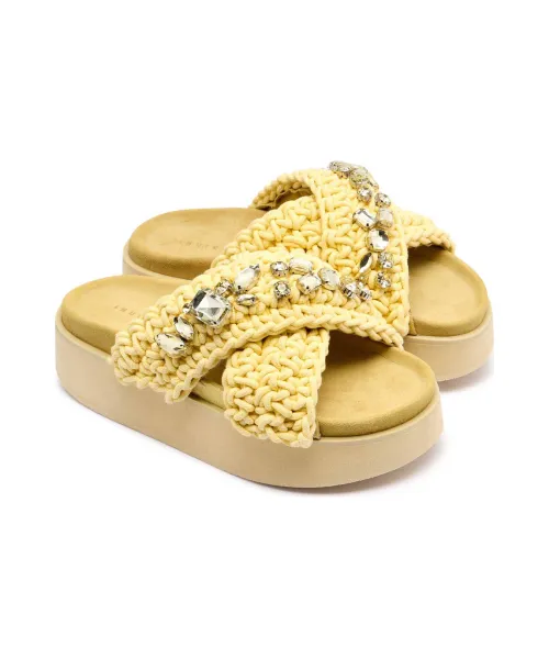 Παντόφλες WOVEN STONES PLATFORM | με την προσθήκη δέρματος INUIKII κίτρινο
