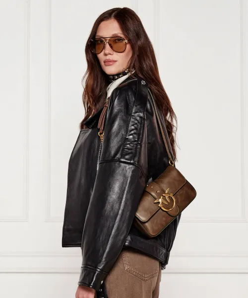 Δερμάτινη τσάντα ώμου LOVE ONE MINI SLOUCHY Pinko καφέ