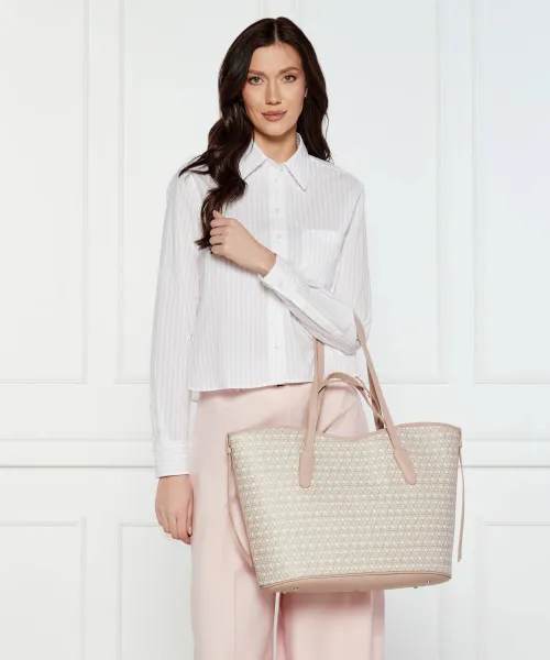 Τσάντα shopper NEW NEVER | με την προσθήκη δέρματος Coccinelle πουδραρισμένο ροζ