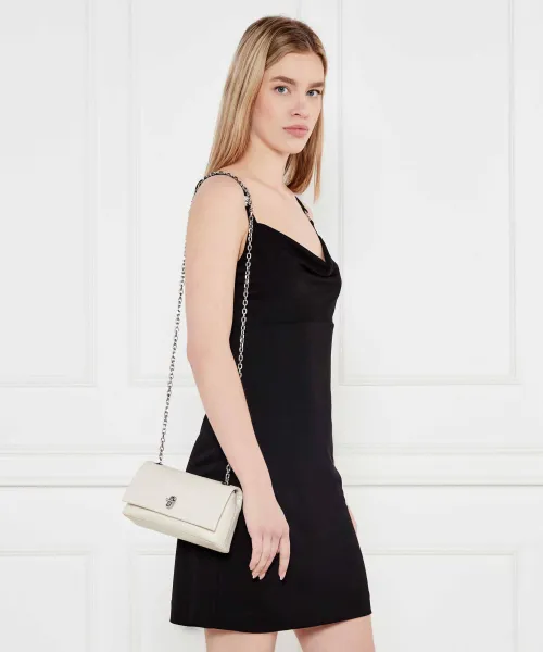 Δερμάτινη τσάντα ώμου The Dual Chain Mini Bag Marc Jacobs μπεζ