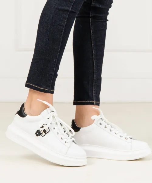 Δερμάτινος sneakers kapri ikon shine lo lace Karl Lagerfeld άσπρο