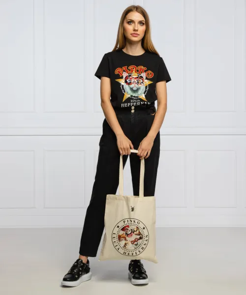 T-shirt + τσάντα για ψώνια MERCOLEDI PINKO X LUCIA HEFFERNAN | Regular Fit Pinko μαύρο