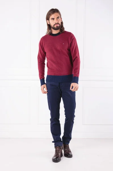 μάλλινος πουλόβερ color tipped | regular fit Tommy Hilfiger μπορντό