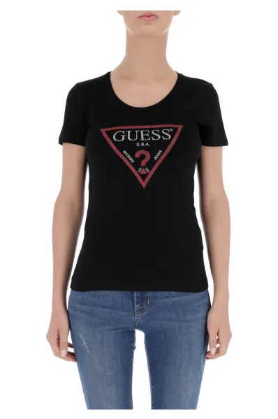 t-shirt ss cn basic triangle | slim fit GUESS μαύρο