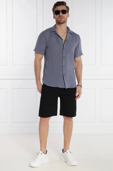 Λινό πουκάμισο Ellino | Comfort fit HUGO ναυτικό μπλε