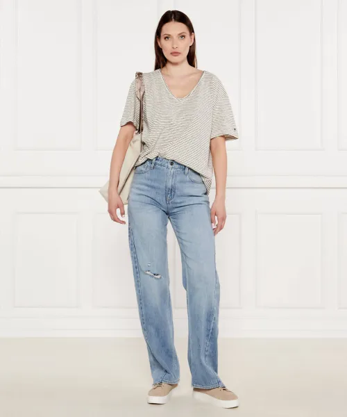 T-shirt | Loose fit |με την προσθήκη λινού Tommy Hilfiger εκρί