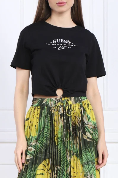 T-shirt SS RN PIERCING | Cropped Fit GUESS μαύρο