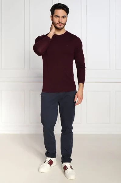 μάλλινος πουλόβερ | regular fit Calvin Klein μπορντό