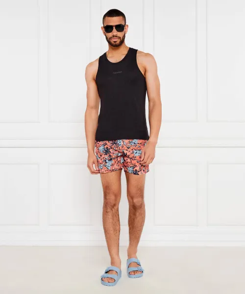 Φανελάκι | Regular Fit |με την προσθήκη λινού Calvin Klein Swimwear μαύρο