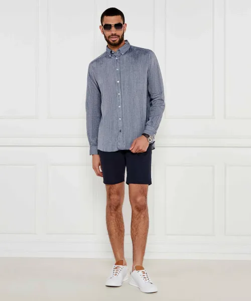 Πουκάμισο | Regular Fit |με την προσθήκη λινού Hechter Paris ναυτικό μπλε