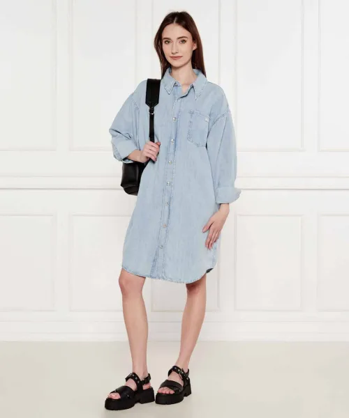 Τζιν φόρεμα |με την προσθήκη λινού Calvin Klein Jeans χρώμα του ουρανού