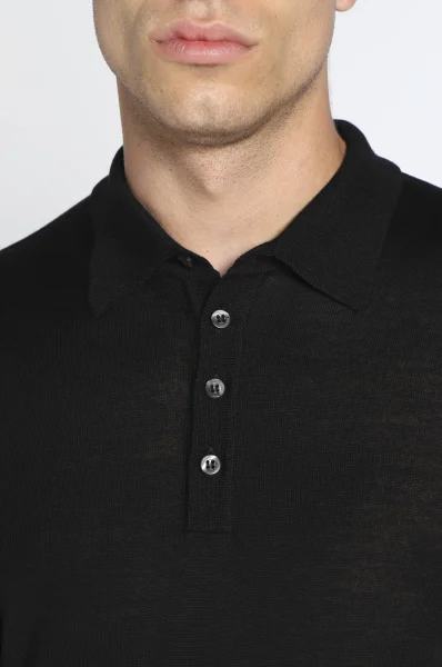 μάλλινος πουλόβερ ruben πόλοshirt l-s | slim fit Oscar Jacobson μαύρο