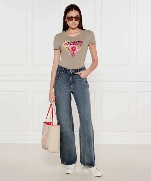 T-shirt | Regular Fit GUESS μπεζ