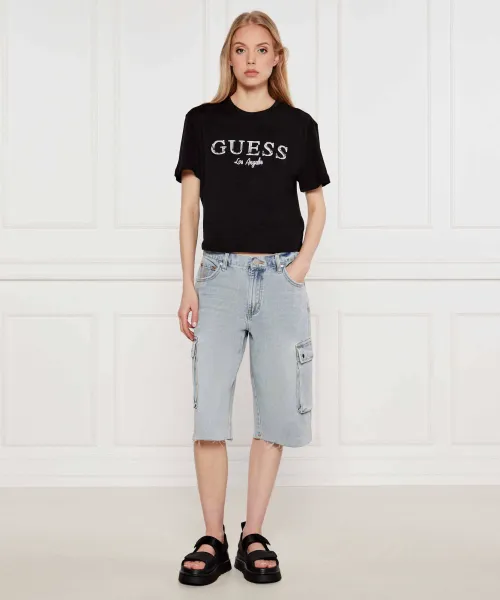 T-shirt CLEMATIS | Cropped Fit GUESS ACTIVE μαύρο