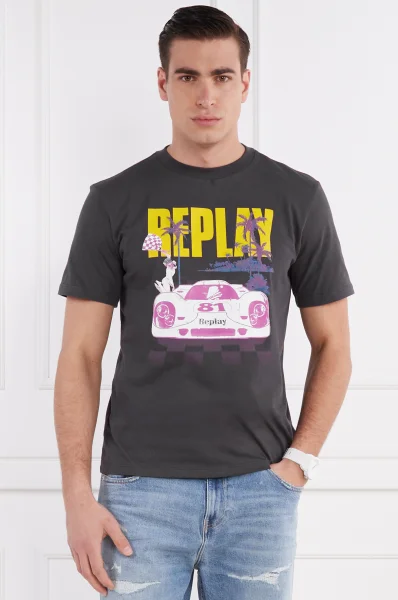 T-shirt OPEN END | Regular Fit Replay γραφίτη