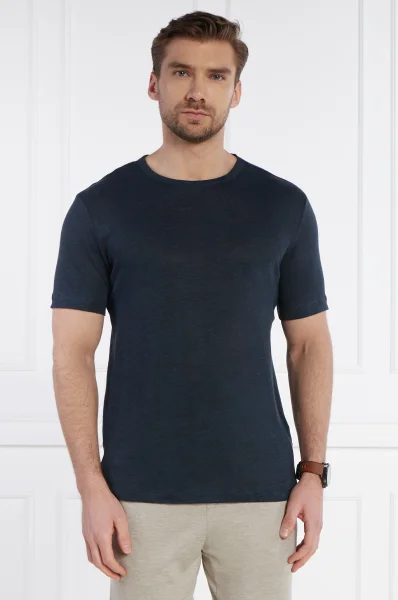 Λινό t-shirt Tiburt 456 | Regular Fit BOSS BLACK ναυτικό μπλε