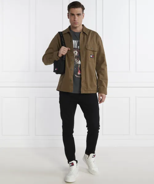 Πουκάμισο ESSENTIAL OVERSHIRT | Oversize fit Tommy Jeans καφέ