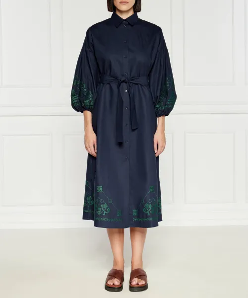 Φόρεμα με ζώνη OSSOLA |με την προσθήκη λινού Weekend MaxMara | ναυτικό μπλε 252261416