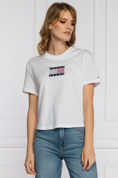 t-shirt tjw star americana flag | cropped fit Tommy Jeans άσπρο