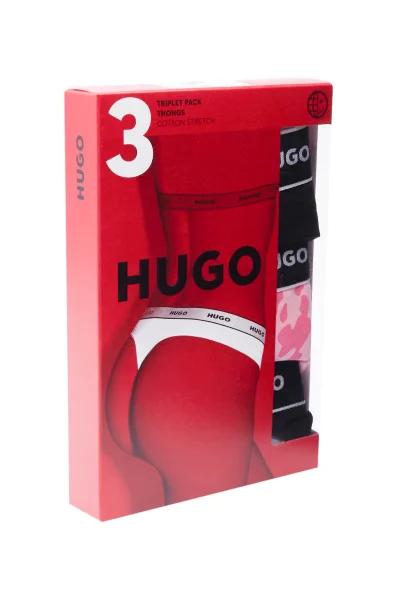String 3pack DESIGN Hugo Bodywear μαύρο