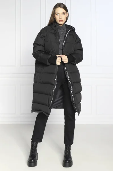 Πουπουλένιο παλτό Lacoste μαύρο