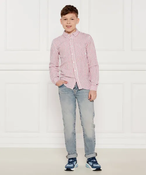 Λινό πουκάμισο | Regular Fit Tommy Hilfiger κόκκινο