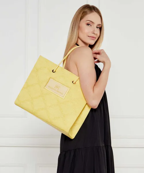 Τσάντα shopper + τσαντάκι Elisabetta Franchi κίτρινο