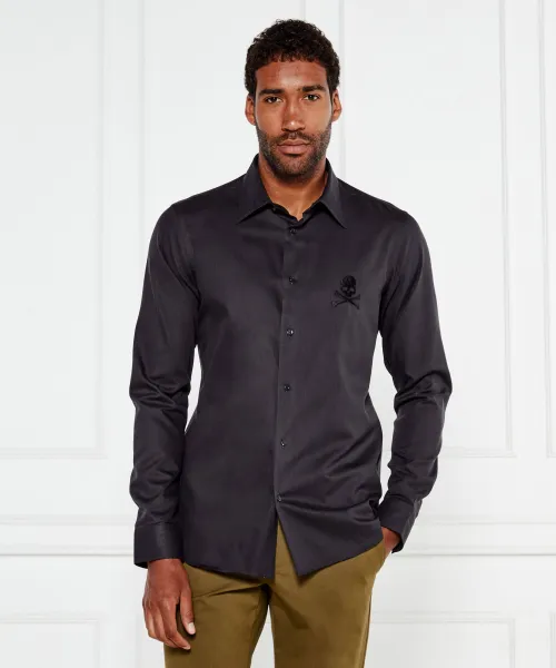 Πουκάμισο Herringbone Philipp Plein | μαύρο Regular Fit MRP2497 PTE003N
