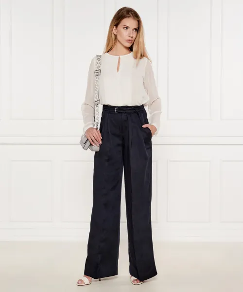 Παντελόνι Taualy-W | Relaxed fit |με την προσθήκη λινού BOSS BLACK ναυτικό μπλε