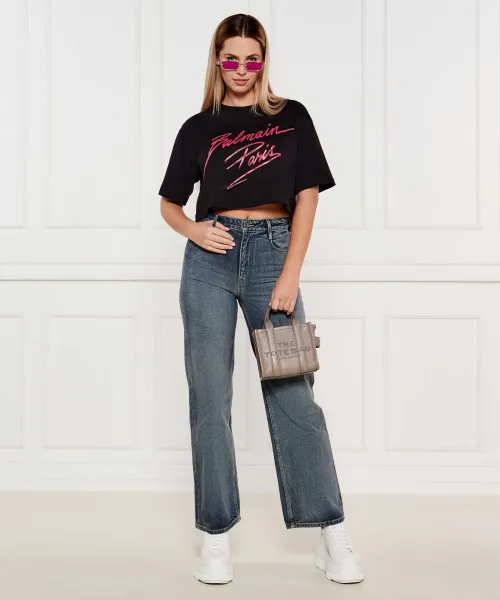 T-shirt | Cropped Fit Balmain μαύρο