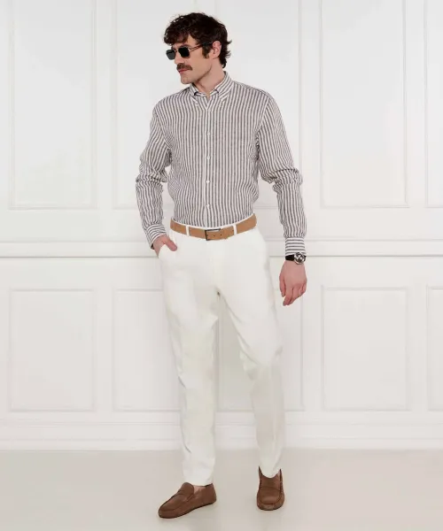 Παντελόνι Dandy | Slim Fit |με την προσθήκη λινού Oscar Jacobson άσπρο