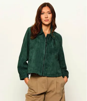 Μπουφάν Wkdzuppa Weekend MaxMara | πράσινο μπουκαλιού regular fit σουέτ 2625446011600