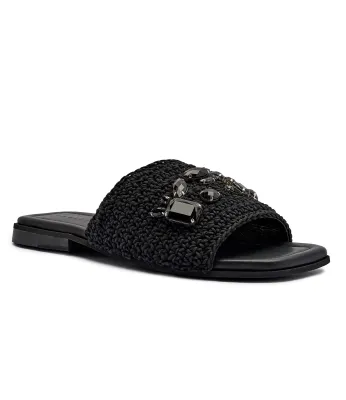 Παντόφλες WOVEN STRAP STONES | με την προσθήκη δέρματος